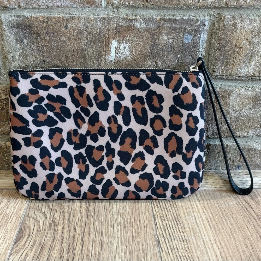 New Kate Spade Chelsea Spotted Leopard Brown Medium Wristlet